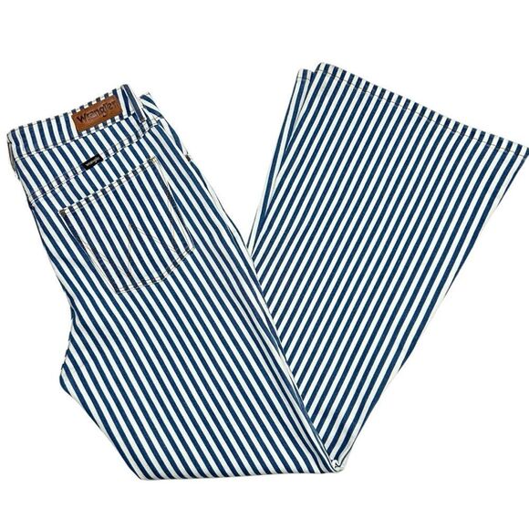Wrangler Blue and White Striped Flare Jeans - Picture 1 of 11